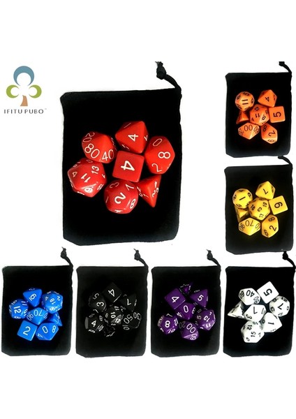 Sadece Siyah Çanta Stili 7pclot Kadife Zar Çantalı Zar Seti D4, D6, D8, D10, D10%, D12, D20 Masa Oyunu, Dnd, Rpg Gyh Için Renkli Aksesuarlar (Yurt Dışından) fiyatları
