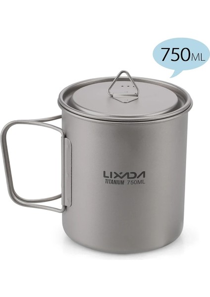 750ML Tarzı Tomshoo 750ML Ultralight Titanyum Bardak Tencere Açık Taşınabilir Su Bardağı Kupa Sofra Tencere Titanyum Pot Kamp (Yurt Dışından)