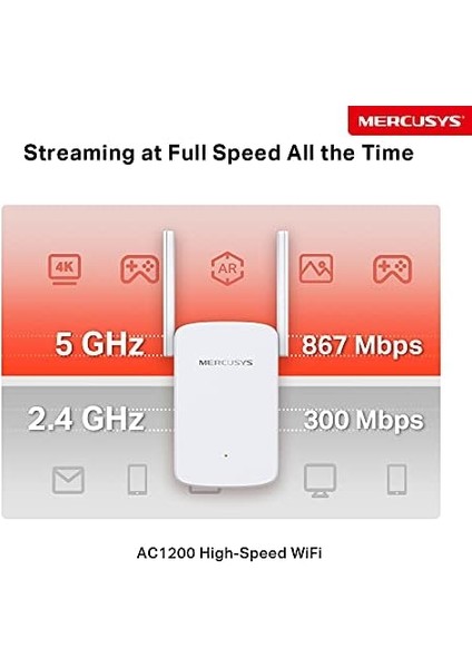 ME30, AC1200 Mbps, 1× 10/100 Ethernet Bağlantı Noktası ve 2 Harici Anten, Dahili Access Point Modu, Tek Tuşla Kolay Kurulum, Mobil Uygulama Desteği, Dual-Band Wi-Fi 5 Menzil Genişletici