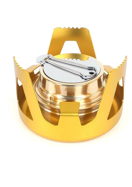 Altın Tarzı Taşınabilir Mini Alkollü Soba Brülörü Açık Ultralight Pirinç Kamp Pişirme Ocağı Açık Kamp Sırt Çantasıyla Seyahat Turist Brülörü (Yurt Dışından)