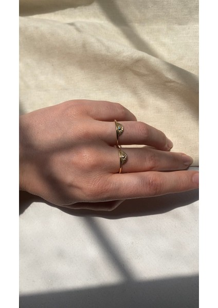 14 Ayar Altın Antik Mısır Yarım Ay Taşlı Yüzük indirimleri