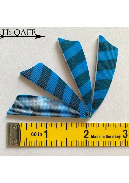 Mavi Stil Hi-Q 2 Inç Doğal Hindi Tüyleri Kalkan Kesim Okçuluk Fletches 2'' Tüy Ok Fletching-Çizgili (Yurt Dışından)