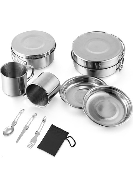 Set 1 Stili Trekking Kamp Ekipmanları Için Sofra Takımı Amp Pişirme Malzemeleri Paslanmaz Çelik Tencere Tencere Seti Katlanabilir Sofra Çatal (Yurt Dışından) modelleri
