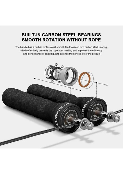 Siyah Stil Atlama Ipi Ekstra Ağırlık Atlama Ipi Dolaşmasız Rulmanlar ile Ayarlanabilir Iki Değişen Ip Atlama Ipi Fitness Ekipmanları Yeni (Yurt Dışından) modelleri