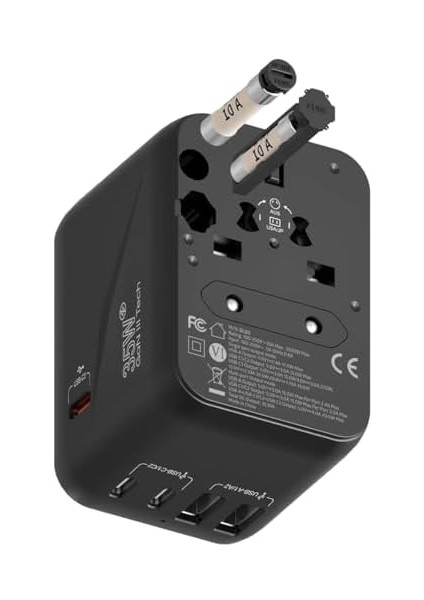 Labs BL80 Universal Seyehat Şarj Adaptörü 35W Gan Çoklu Priz Dönüştürücü (Siyah)
