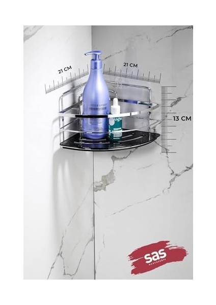 Haus Yapışkanlı Ömür Boyu Paslanmaz Kristal Ayarlanabilir Raf Banyo Düzenleyici Şampuanlık 2 Adet Lk-01 K