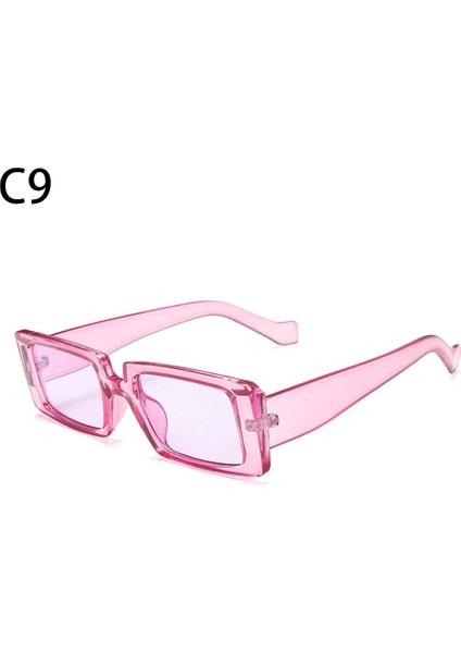 C9 Stili 2021 Yeni Moda Geniş Çerçeve Küçük Dikdörtgen Güneş Gözlüğü Kadın Shades Vintage Gözlük UV400 Şeker Renk Bisiklet Güneş Gözlükleri (Yurt Dışından)