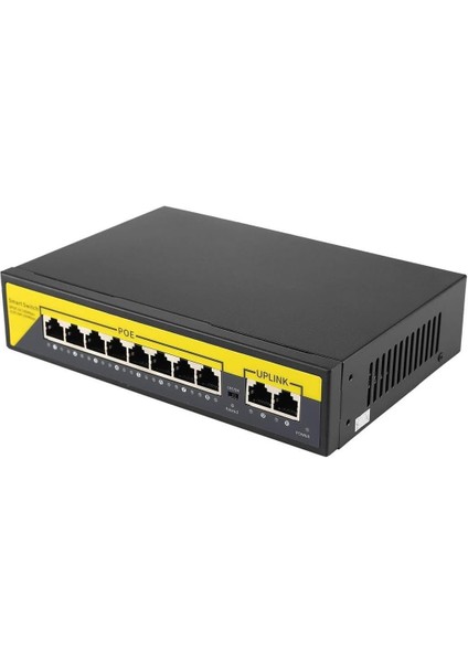 Plus PX-1010B 8 Port 10/100M Poe Switch, Ip Kamera Poe Switch Anahtarı-(4 + 2) 100M Iletim Mesafesi, 8*10/100MBPS Poe Bağlantı Noktası, 2*10/100MBPS Uplink Portu