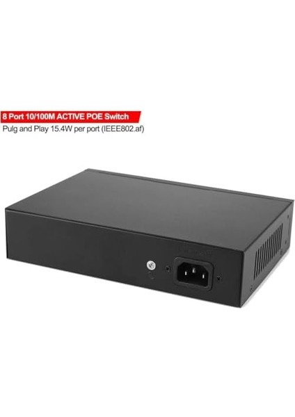 Plus PX-1010B 8 Port 10/100M Poe Switch, Ip Kamera Poe Switch Anahtarı-(4 + 2) 100M Iletim Mesafesi, 8*10/100MBPS Poe Bağlantı Noktası, 2*10/100MBPS Uplink Portu
