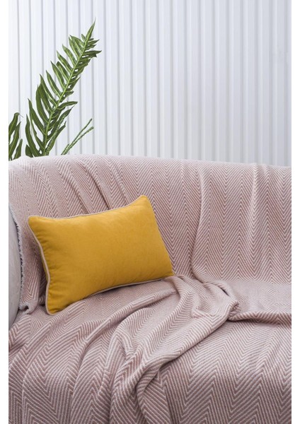 Home Sarı Panorama Krem Biyeli Kırlent Kılıfı 3 Farklı Biye Seçeneğiyle, 30 x 50