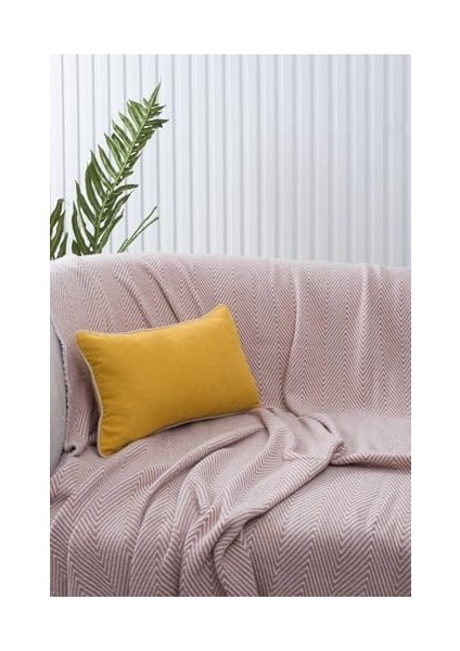 Home Sarı Panorama Krem Biyeli Kırlent Kılıfı 3 Farklı Biye Seçeneğiyle, 30 x 50