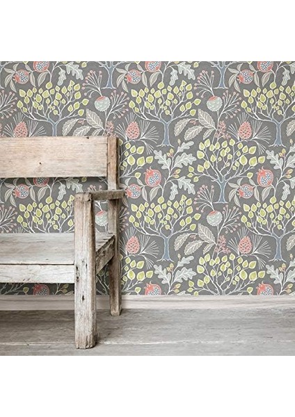 NU3039 Groovy Bahçe Gri Soy & Stick Çok Renkli Duvar Kağıdı modelleri