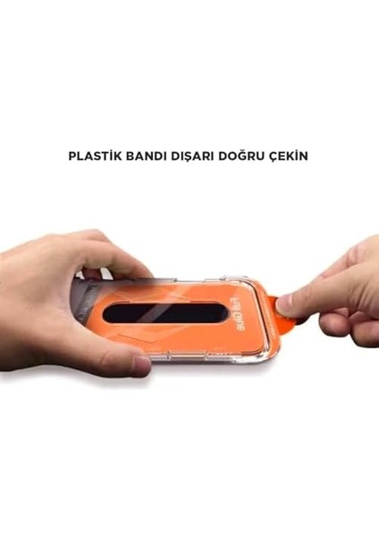iPhone Ile Uyumlu Point Hizalama Aparatlı Darbe Emici ve Takılırken Camın Altında Kesinlikle Toz Bırakmayan Darbelere Karşı Ekstra Güçlü Ekran Koruyucu Cam (Iphone 15 Pro)