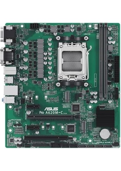 Pro A620M-C-CSM Anakart, Amd A620 Am5 Ddr5 6400 Dp HDMI DVI VGA Çift M2 USB 3.2 Aura Rgb Com Pcı Matx, Asus 5x Protectıon Iıı