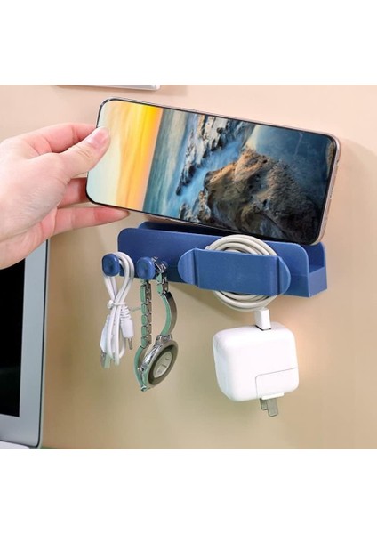 Duvar Tipi Telefon Şarj Standı Yapışkanlı Duvar Tipi Kablo Düzenleyici Telefon Standı