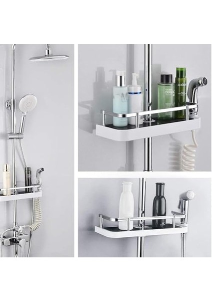 Rafı, Duş Başlığı Tutucusu, Dayanıklı Şampuan ve Sabunluk Rafı, Banyo Düzenleyici, Duş Rayı Için Gümüş, Organizer, Çok Amaçlı,