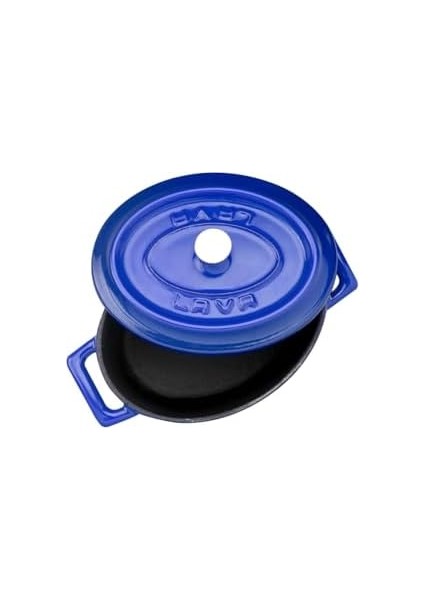 Metal Oval Mini Tencere, Mavi
