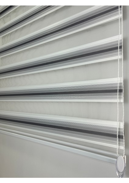 Pileli Iki Renk-Gri-Siyah Ev-Ofis Perdesi Aluminyum Sistem Düz – Şık & Kullanışlı Perde (Alüminyum Sistem)