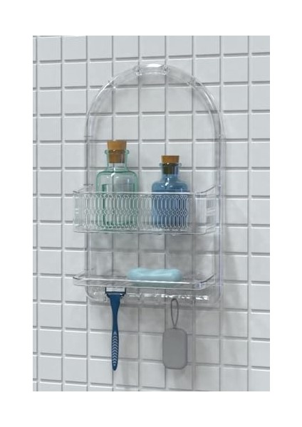 M-N48-16 Ceres Plastik Banyo Duş Rafı, Şeffaf