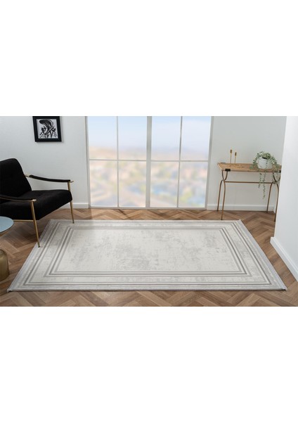 Scala SC002G Bej Halı Modern Desenli Tozu Az Akrilik Salon Halısı Yatak Odası Mutfak Koridor