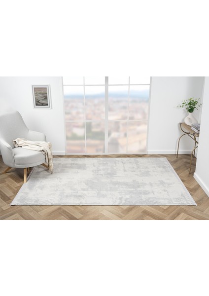 Loya LY002G Gri Halı Modern Desen Antialerjik Tozu Yok Pamuk Taban Salon Halısı Yatak Odası Koridor