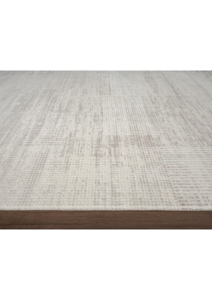Armony AR014G Beyaz Halı Modern Desenli Akrilik Pamuk Taban Tozu Az Salon Halısı Yatak Odası Koridor