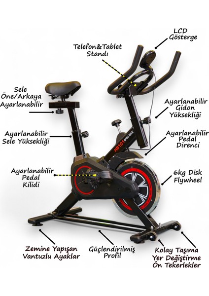 V-Fit By Voit HB101 Spin Bike Taşınabilir, Direnci Ayarlanabilir, Sessiz Çalışır
