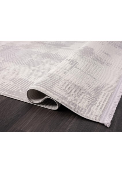 Loya LY002G Gri Halı Modern Desen Antialerjik Tozu Yok Pamuk Taban Salon Halısı Yatak Odası Koridor