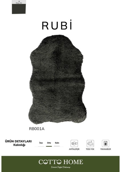 Rubı RB001A Antrasit Post Halı Antialerjik Yıkanabilir Salon Halısı Yatak Odası Koridor fiyatları