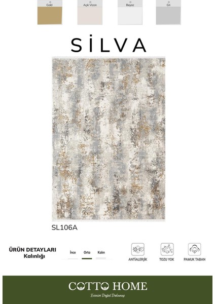 Sılva SL106A Bej Halı Modern Desen Antialerjik Pamuk Taban Salon Halısı Yatak Odası Mutfak Koridor