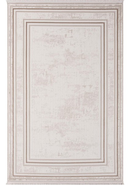 Scala SC002B Bej Halı Modern Desenli Tozu Az Akrilik Salon Halısı Yatak Odası Mutfak Koridor
