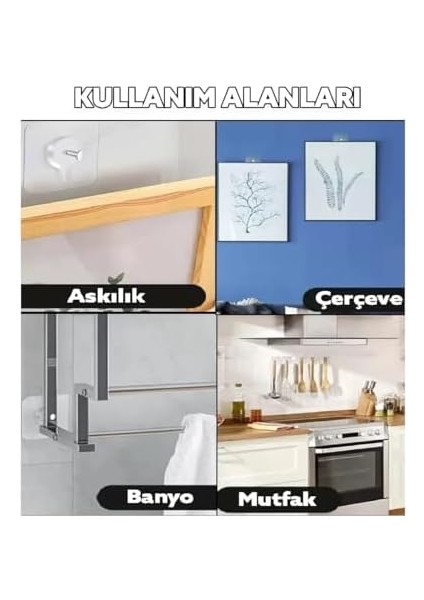 Yapışkanlı Şeffaf Askı 5 Adet (Vidalı Askı)