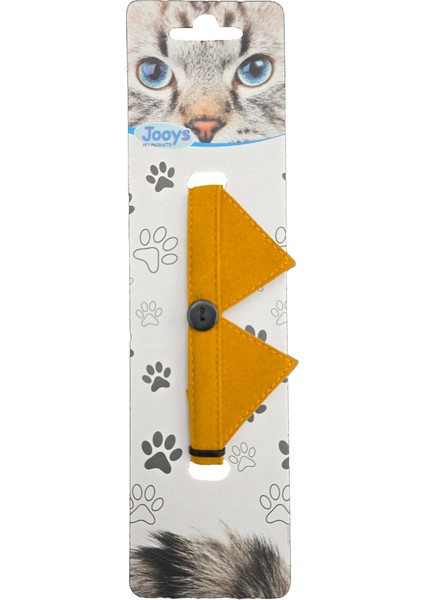 Kadife Zilli Yakalı Kedi Boyun Tasması Hardal