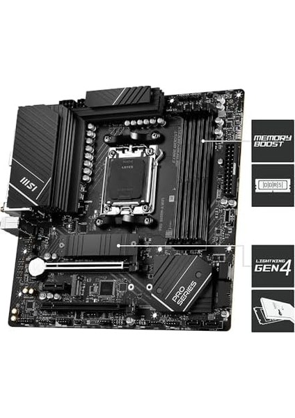 Pro B650M-A Wıfı Am5 Ddr5 6400MHZ(OC) HDMI Dp M.2 Usb3.2 2.5g Lan Wıfı 6e Matx Anakart