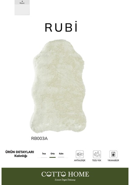 Rubı RB003A Beyaz Post Halı Antialerjik Yıkanabilir Salon Halısı Yatak Odası Koridor fiyatları