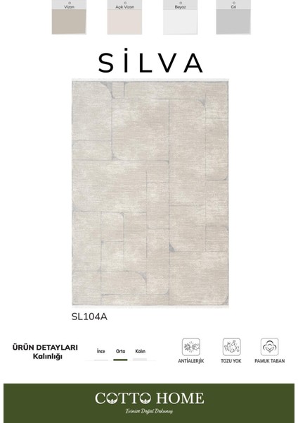 Sılva SL104A Bej Halı Modern Desen Antialerjik Pamuk Taban Salon Halısı Yatak Odası Mutfak Koridor