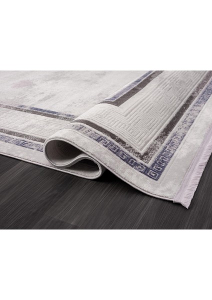 Scala SC005G Gri Halı Modern Desenli Tozu Az Akrilik Salon Halısı Yatak Odası Mutfak Koridor