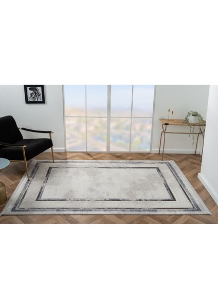 Scala SC005G Gri Halı Modern Desenli Tozu Az Akrilik Salon Halısı Yatak Odası Mutfak Koridor