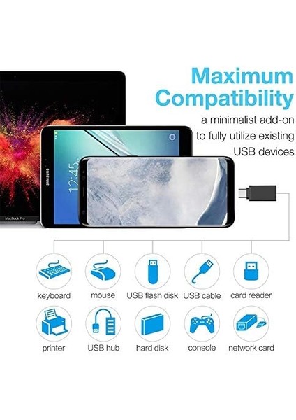 Type C USB 3.1 To USB 3.0 Dönüştürücü Otg Çevirici Adaptör Metal Macbook, iPad Air 2020, iPad Pro, Surface Pro, Xps ve Daha Fazlası ile Uyumlu- USB To USB C Adapter, Up 5gbps