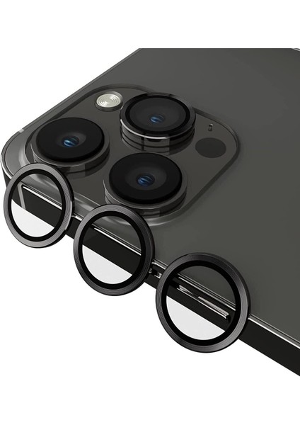 Apple Iphone 14 Pro Max ile Uyumlu Kamera Koruyucu Lens (Uzay Grisi)