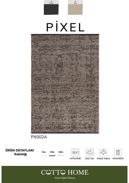 Pıxel PX002A Bej Halı Modern Şönil Yıkanabilir Pamuk Taban Salon Halısı Yatak Odası Mutfak Koridor fiyatları