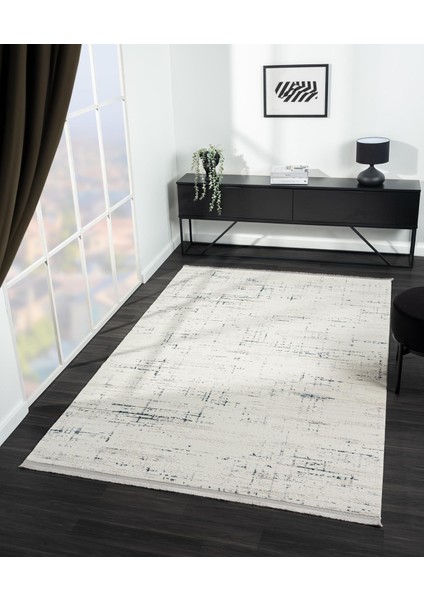 Feel FL004M Krem Halı Modern Desen Akrilik Tozu Az Pamuk Taban Salon Halısı Yatak Odası Koridor