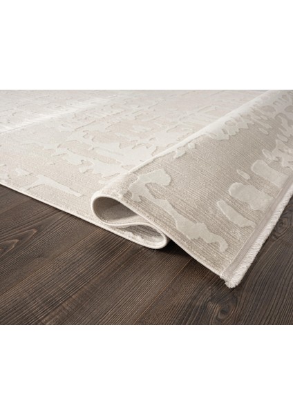 Tablo TL011A Beyaz Halı Geometrik Desen Antialerjik Pamuk Taban Yıkanabilir Salon Halısı Yatak Odası