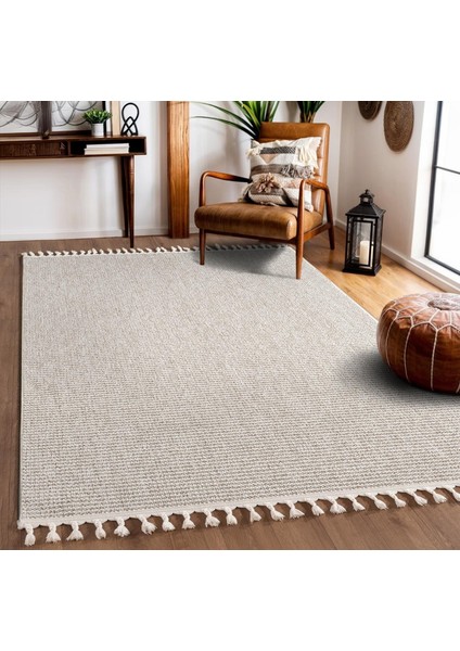 Effect EF005A Bej Halı Modern Desenli Antialerjik Jüt Taban Salon Halısı Yatak Odası Mutfak Koridor