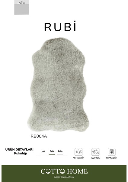 Rubı RB004A Gri Post Halı Antialerjik Yıkanabilir Salon Halısı Yatak Odası Koridor