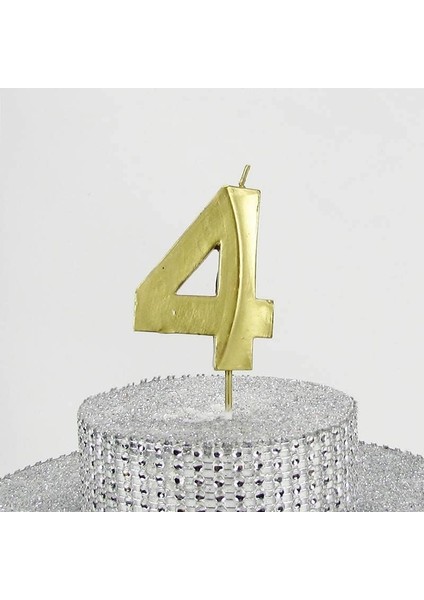 Vitrini 4 Dört Rakamlı Gold (Altın) Mum 6.5 cm