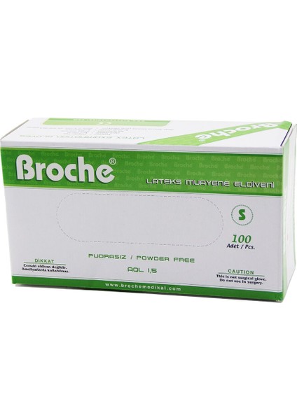 Broche S Pudrasız Muayene Eldiveni 100LÜ