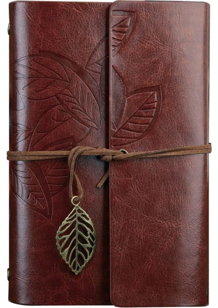Retro Vintage Yapraklı Not Defteri, Klasik Pu Deri Kapak, Seyahat Defteri, Trl Journal, Günlük, Seyahat Günlüğü, Doldurulabilir Eskiz Defteri, Sketchbook, 130X185MM