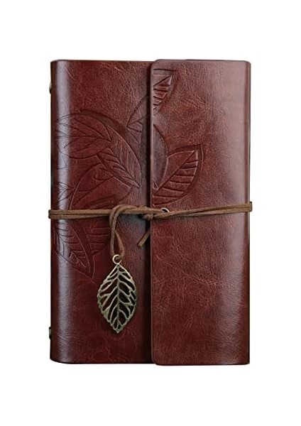 Retro Vintage Yapraklı Not Defteri, Klasik Pu Deri Kapak, Seyahat Defteri, Trl Journal, Günlük, Seyahat Günlüğü, Doldurulabilir Eskiz Defteri, Sketchbook, 130X185MM