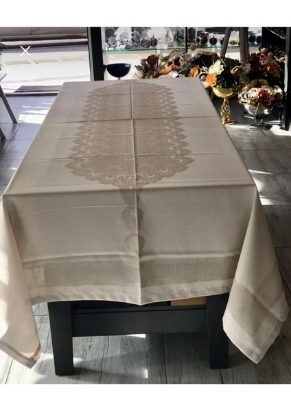 Avangarde Ipeksi Leke Tutmaz Su Tutmaz Dertsiz Taş Renkli Dikdörtgen Masa Örtüsü 160 x 260 cm Makinede Yıkamaya Uygun.